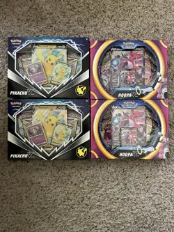 2x Pokemon TCG: Hoopa V Box & 2x Pokemon Pikachu V box - New and Sealed - Image 1