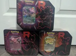 Pokemon Sealed Destined Rivals Team Rocket Tin Set of 3 New - Image 1