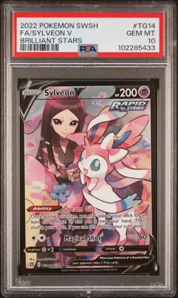 2022 POKEMON SWORD & SHIELD BRILLIANT STARS #TG14 FULL ART/SYLVEON V PSA 10 - Image 1