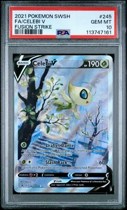 2021 POKEMON SWORD & SHIELD FUSION STRIKE #245 FULL ART/CELEBI V PSA 10 - Image 1