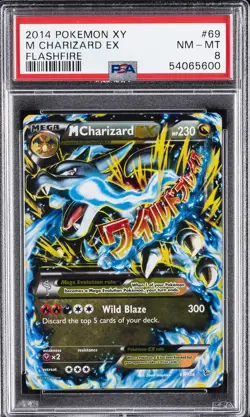 2014 POKEMON XY FLASHFIRE #69 M CHARIZARD EX PSA 8 - Image 1
