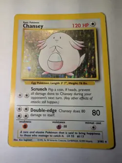 Chansey 003/102 Base Set Holo WOTC Vintage Pokemon Card 1999 Near Mint NM - Image 1