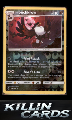Reverse Holofoil Honchkrow 79/145 Pokemon Rare SM - Guardians Rising Card NM - Image 1