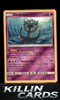 Reverse Holofoil Dhelmise 59/145 Pokemon Holo Rare SM - Guardians Rising Card NM - Image 1