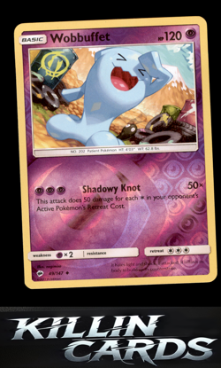 Reverse Holofoil Wobbuffet 49/147 Pokemon Uncommon SM - Burning Shadows Card NM - Image 1