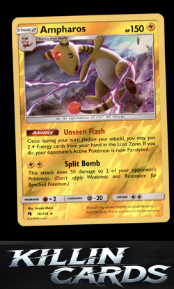 Reverse Holofoil Ampharos 78/214 Pokemon Holo Rare SM - Lost Thunder Card NM - Image 1