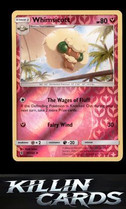 Reverse Holofoil Whimsicott 91/145 Pokemon Uncommon SM - Guardians Rising Card N - Image 1