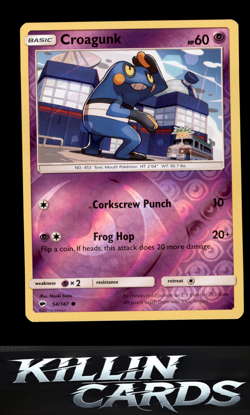 Reverse Holofoil Croagunk 54/147 Pokemon Common SM - Burning Shadows Card NM - Image 1