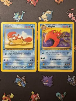 Kingler + Krabby 38/62 Uncommon Fossil 1st Edition Non Holo Pokemon Card - Image 1