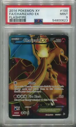 PSA 9 Charizard EX Full Art 100 XY Flashfire Pokemon Card 2014 - Image 1