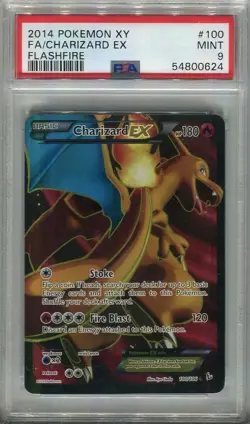 PSA 9 Charizard EX Full Art 100 XY Flashfire Pokemon Card 2014 - Image 1