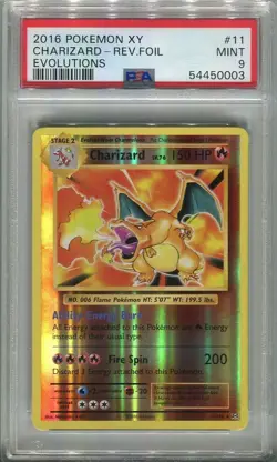 PSA 9 Charizard Reverse Holo Foil 11 XY Evolutions 2016 Pokemon Card - Image 1
