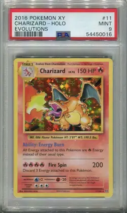 PSA 9 Charizard Holo 11 XY Evolutions 2016 Pokemon Card - Image 1