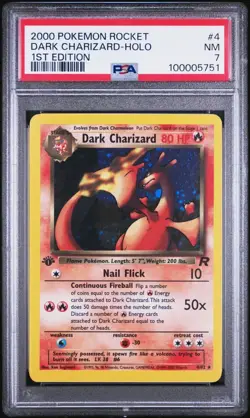 PSA 7 Dark Charizard Holo #4 Team Rocket 1st Edition Pokemon Card 2000 - Image 1