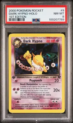 PSA 8 Dark Hypno Holo #9 Rocket 1st Edition Pokemon Card 2000 - Image 1