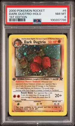 PSA 8 Dark Dugtrio Holo #6 Rocket 1st Edition Pokemon Card 2000 - Image 1
