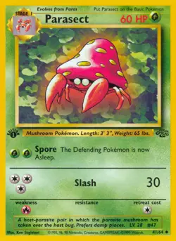 Parasect 41/64 Jungle Set 1st Edition Uncommon Pokemon Card NM - Image 1