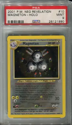PSA 9 Magneton Holo 10/64 Neo Revelation Pokemon Card 2001 - Image 1