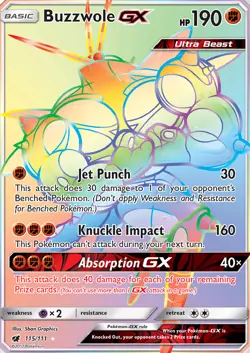 Buzzwole GX 115/111 SM Crimson Invasion Hyper Rare Full Holo Pokemon Card M/NM - Image 1