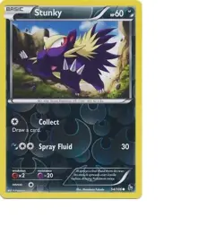 Stunky 54/106 XY Flashfire Reverse Holo Common Pokemon Card NEAR MINT TCG - Image 1
