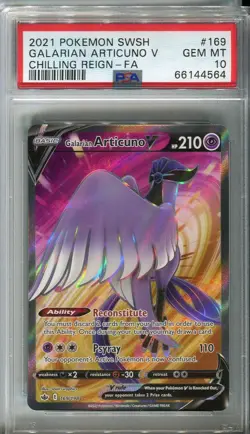 PSA 10 Galarian Articuno V Full Art 169 SWSH Chilling Reign Pokemon Card 2021 - Image 1
