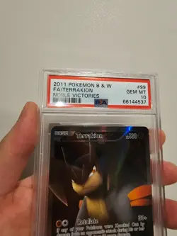 PSA 10 Terrakion Full Art 99 BW Noble Victories Pokemon Card 2011 - Image 4