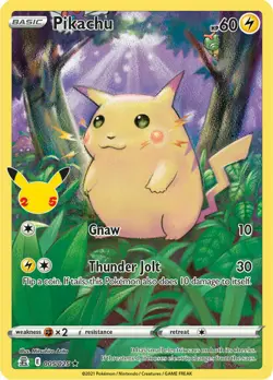Pikachu 005/025 25th Anniversary SWSH Celebrations Full Art Pokemon Card MINT - Image 1