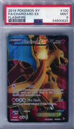 PSA 9 Charizard EX Full Art 100 XY Flashfire Pokemon Card 2014 - Image 1