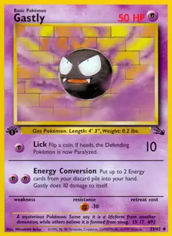 Gastly 33/62 Fossil Set 1st Edition Uncommon Pokemon Card NM/EXC - Image 1