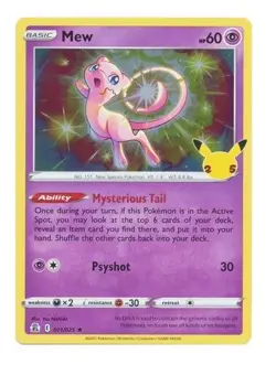 Mew 011/025 25th Anniversary SWSH Celebrations Holo Rare Pokemon Card MINT - Image 1