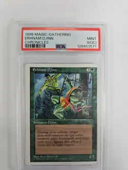 1995 Magic Gathering Erhnam Djinn Chronicles PSA 9 (OC) Off Center - Image 1