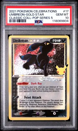 2021 POKEMON CELEBRATIONS CLASSIC COLL #17 UMBREON-GOLD STAR PSA 10 - Image 1
