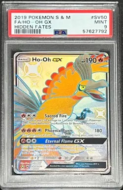 2019 Pokemon Sun & Moon Hidden Fates Full Art # SV50 Ho - Oh GX MINT PSA 9 - Image 1