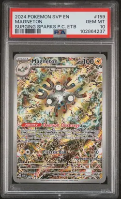 2024 POKEMON SURGING SPARKS POKEMON CENTER ETB PROMO SVP #159 MAGNETON PSA 10 - Image 1