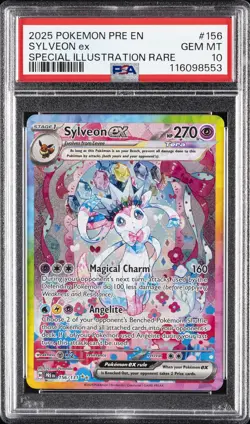 2025 POKEMON PRE EN-PRISMATIC EVOLUTIONS #156 SYLVEON EX PSA 10 - Image 1