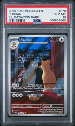 2024 POKEMON SFA EN-SHROUDED FABLE ILLUSTRATION RARE #078 PERSIAN PSA 10 - Image 1