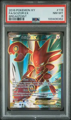 PSA 8 SCIZOR EX 2016 POKEMON XY BREAKPOINT 119 FULL ART - Image 1