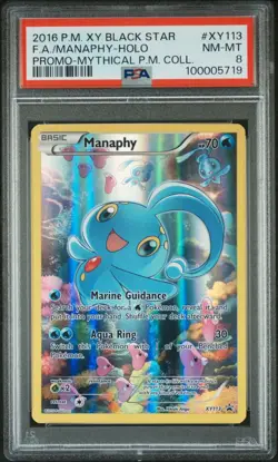 PSA 8 MANAPHY XY113 FULL ART MYTHICAL POKEMON COLLECTION XY BLACK STAR PROMO - Image 1