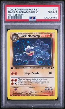 PSA 8 2000 POKEMON ROCKET 10 DARK MACHAMP HOLO 1ST EDITION - Image 1