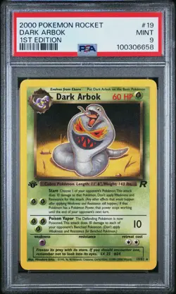 PSA 9 Dark Arbok #19 Pokemon Rocket 1st Edition WOTC 2000 - Image 1