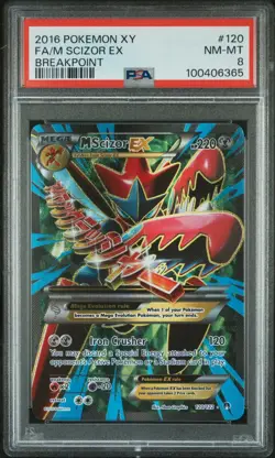 PSA 8 2016 POKEMON XY BREAKPOINT 120 FULL ART/M SCIZOR EX - Image 1