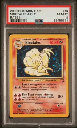 PSA 8 2000 POKEMON GAME BASE 2 II 13 NINETALES HOLO - Image 1