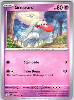 Greavard 065/132 Near Mint ME01: Mega Evolution Pokemon Shipnow - Image 1