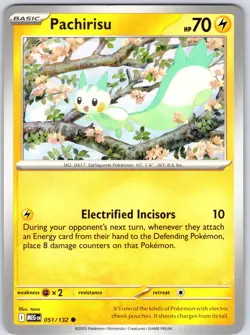 Pachirisu 051/132 Near Mint ME01: Mega Evolution Pokemon Shipnow - Image 1