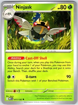 Ninjask 017/132 Near Mint ME01: Mega Evolution Pokemon Shipnow - Image 1
