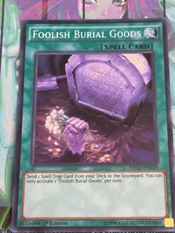 Yugioh 1x Foolish Burial Goods MP17-EN218 2017 Mega Pack Secret Rare 1st Ed NM - Image 1