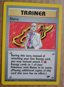 Blaine 100/132 Rare Gym Challenge non-holo Trainer Pokemon - Image 1