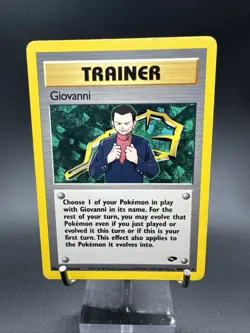 Giovanni 104/132 Rare Non Holo Gym Challenge Pokemon Trainer Card Vintage Wotc - Image 1