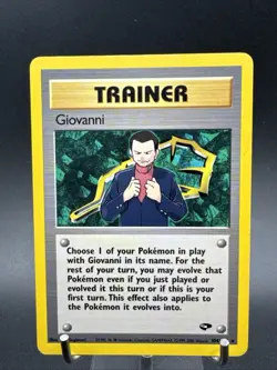 Giovanni 104/132 Rare Non Holo Gym Challenge Pokemon Trainer Card Vintage Wotc - Image 2