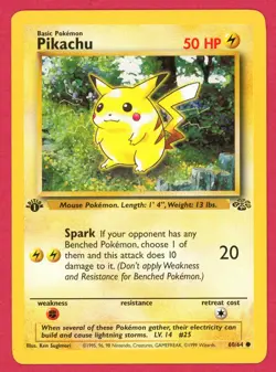 Pokemon Pikachu 60/64 WotC Jungle 1st Edition Common LP - Image 1